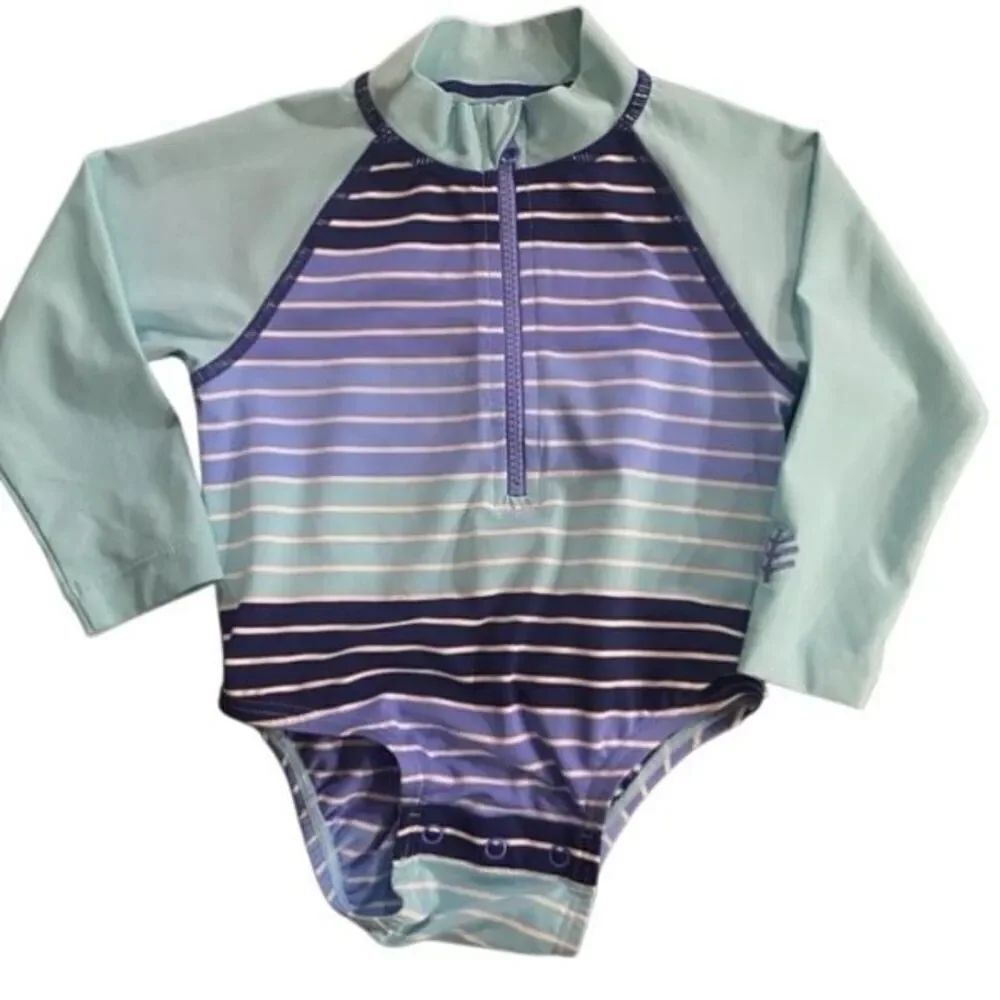 Coolibar long sleeve swimsuit 6 month youth striped blues